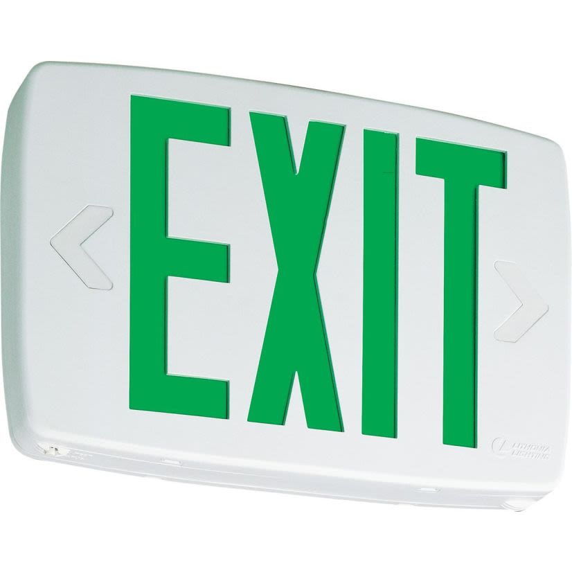 Lithonia Lighting QUANTUM LQM S W 3 G 120/277 EL N M6 Dual Voltage Single Face Stencil Face Emergency Exit Sign, LED Lamp, 0.66/0.7 W Fixture, 120/277 V AC, EXIT Legend